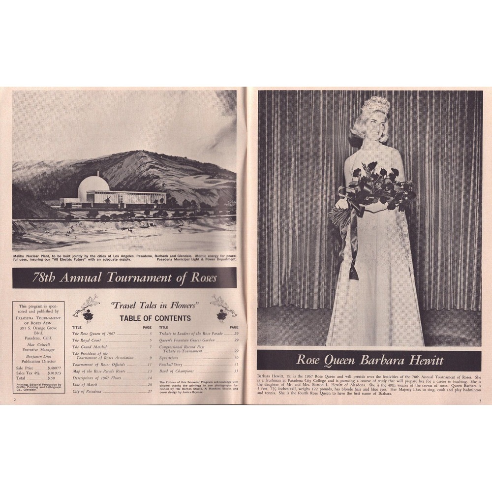 Vintage 1967 78th Pasadena Tournament of Roses Program Travel Tales Flowers - Picture 3 of 3
